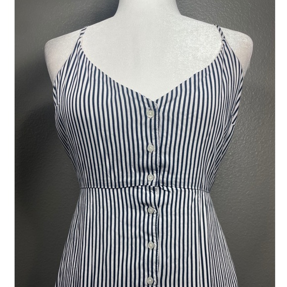 Abercrombie & Fitch Dresses & Skirts - Abercrombie & Fitch Navy White Striped Button Front Mini Dress Medium Crisscross